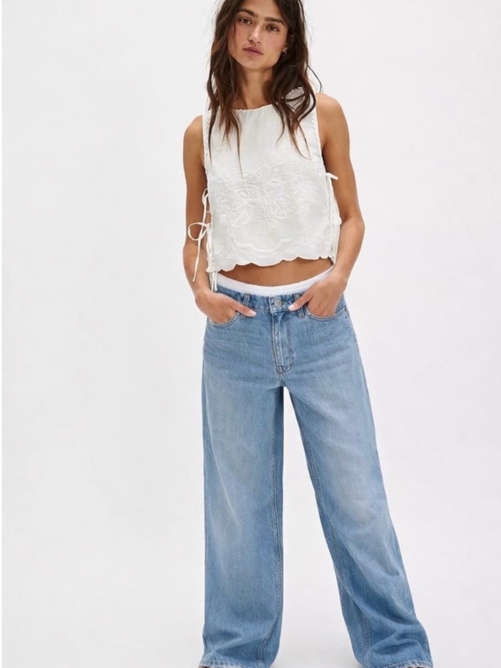 NWT Thakoon Smocked Waist Wide Leg Denim size 4